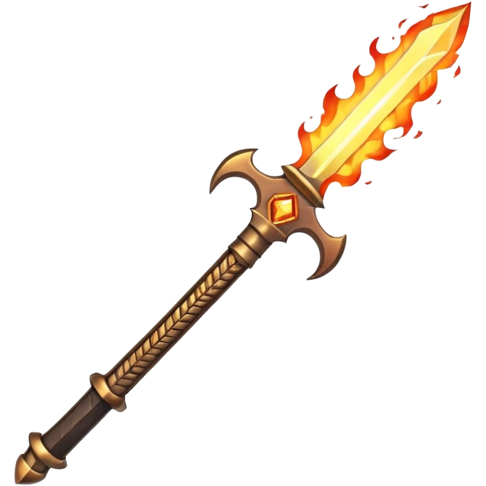 Flaming magic sword — fiery aura and sparks emoji