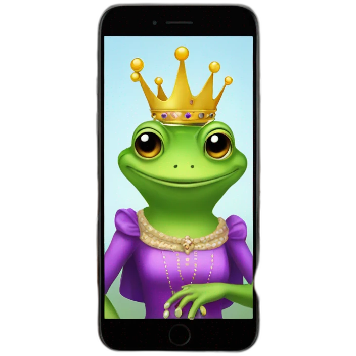 queen of frogs sit on her phone emoji