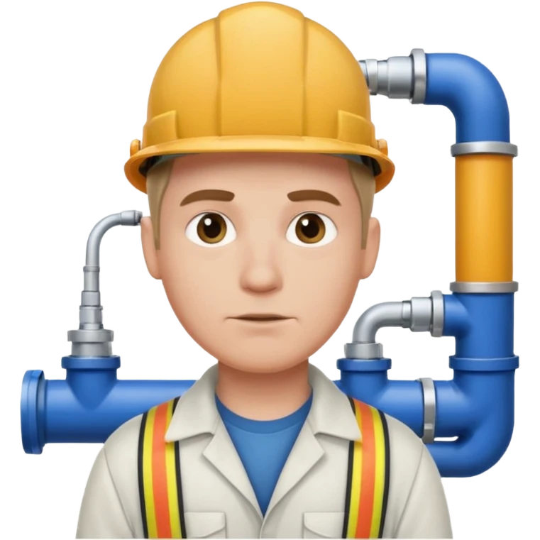 customer. 1 person only white male with shoulder normal person cloths. adult. pipeline technician change the expression and the shape of the face change the color of eyes emoji