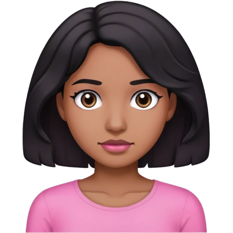 iphone emoji semi wavy black hair dark eyes pink top emoji