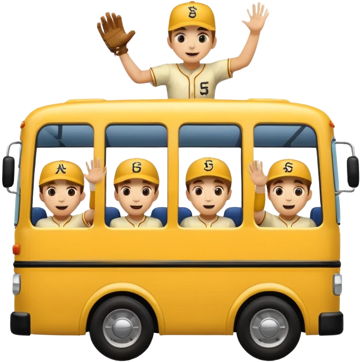 autobus de equipo llevando a egnte de basebal  y un chofer emoji