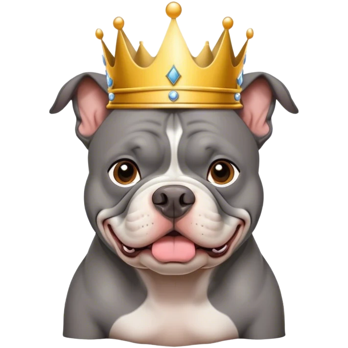 Grey american bully with crown emoji