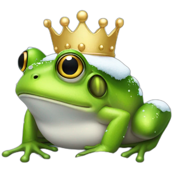 Queen frog under the snow emoji