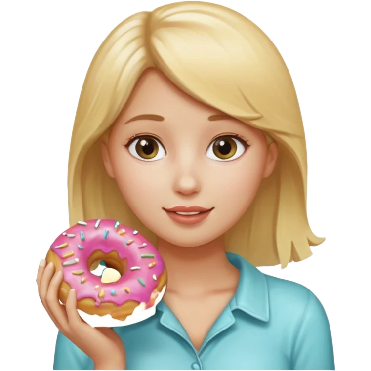 blonde female holding donut emoji