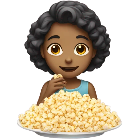 Girl laying on a platter eating popcorn emoji