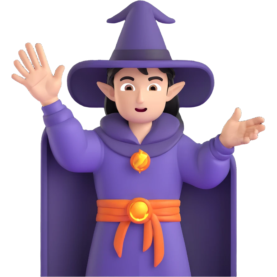 person with open palm hand toward viewer, mage casting spell, wrathful face, lightning in background emoji