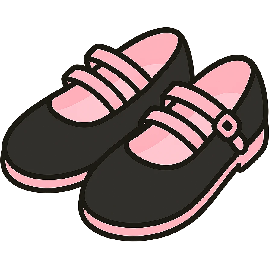 BLACKPINK-inspired gothic shoes, no hearts, black and pink, cute and stylish, kawaii style, ballet flats with straps emoji