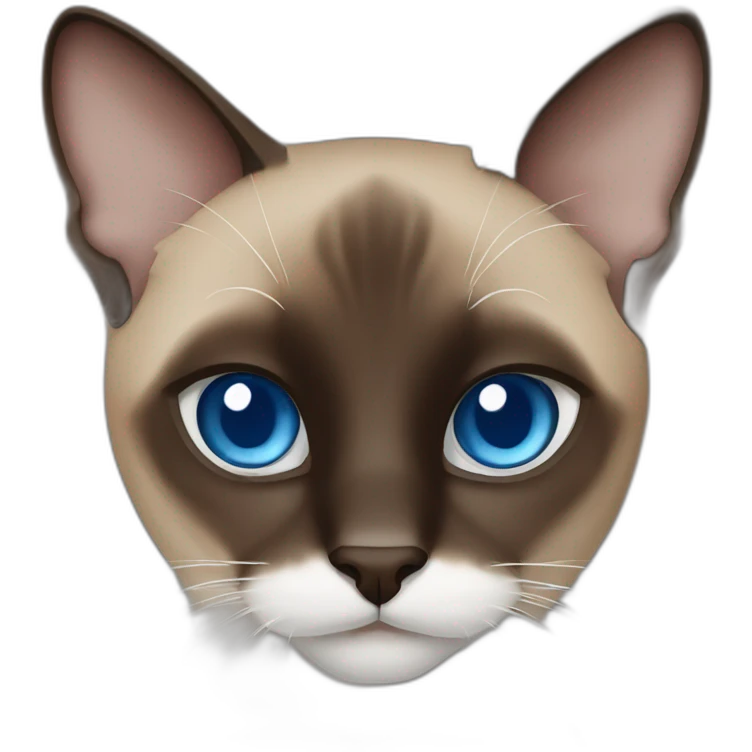 Medium brown and black siamese Cat with blue eyes and white chin emoji