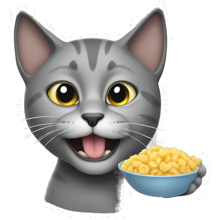 Gray cat eating emoji
