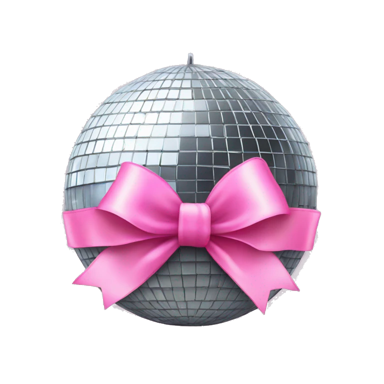 Disco ball with pink bow on top emoji
