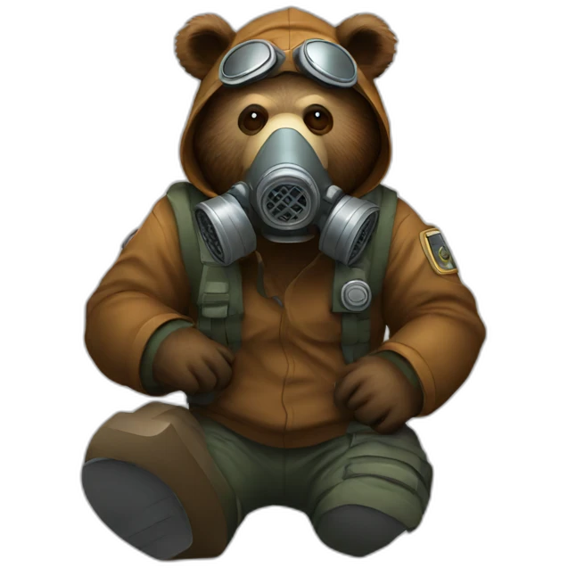 Grizzly with Gas mask emoji