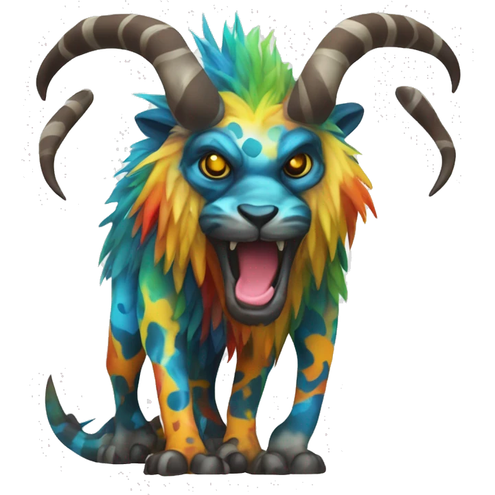 a colorful edgy vernid-fionbri-animal-creature with splash patterns full body emoji