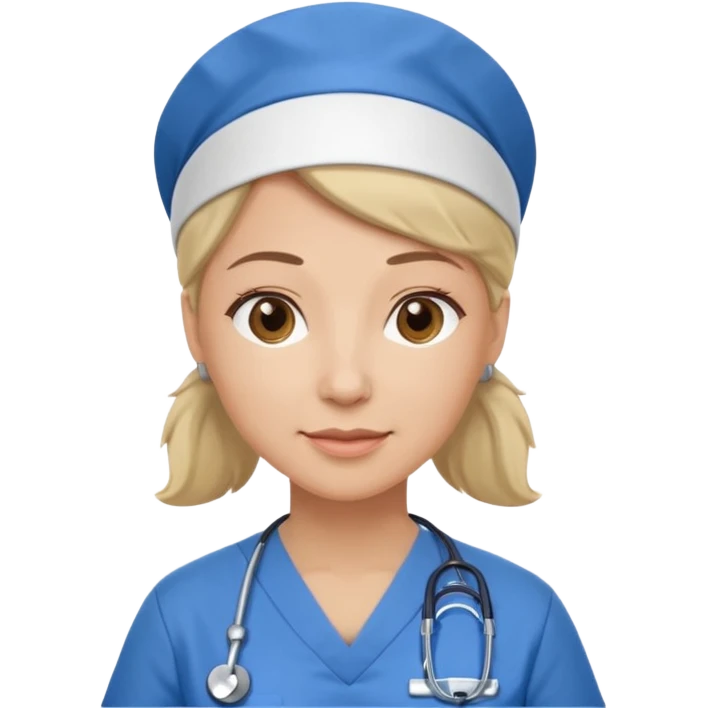 A middle aged female nurse wearing scrubs emoji