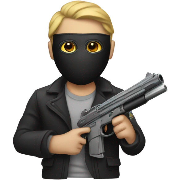 white guy holding a gun with a mask on emoji