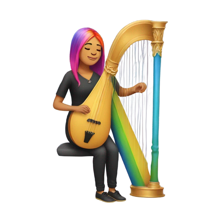 Harpist with rainbow hair emoji