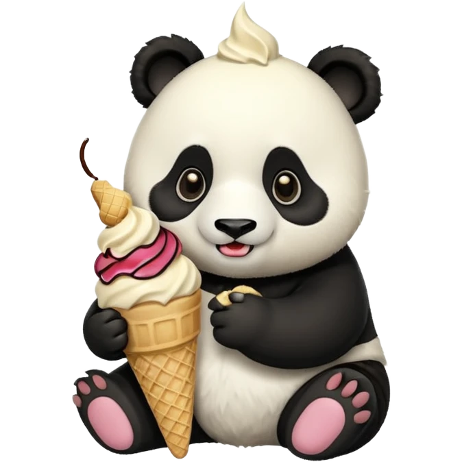 Panda eating ice cream emoji