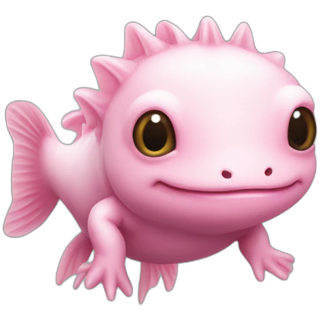 Pink axolotl cute face emoji