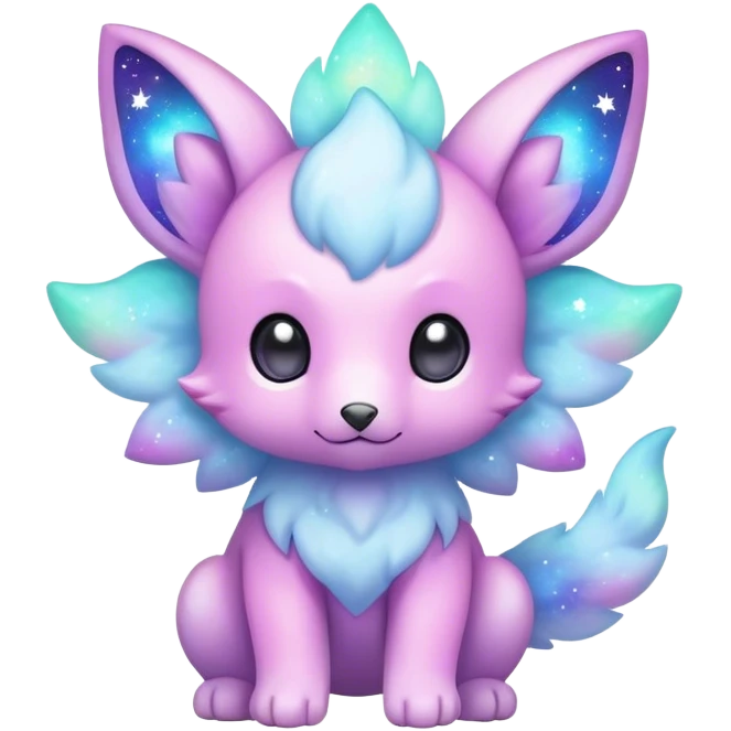 Cute adorable kawaii colorful pastel nebula fantasy animal hybrid Fakemon full body emoji