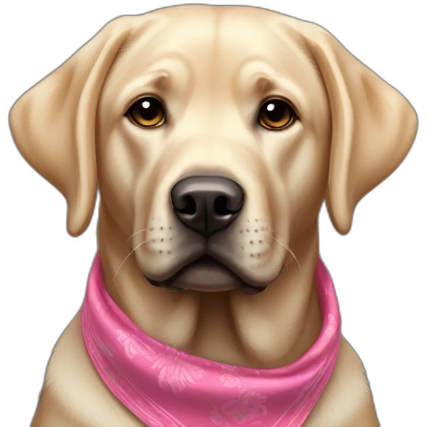 Labrador noir avec bandana rose au cou emoji