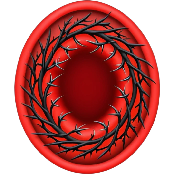 Red oval shaped portal with black vines around it emoji