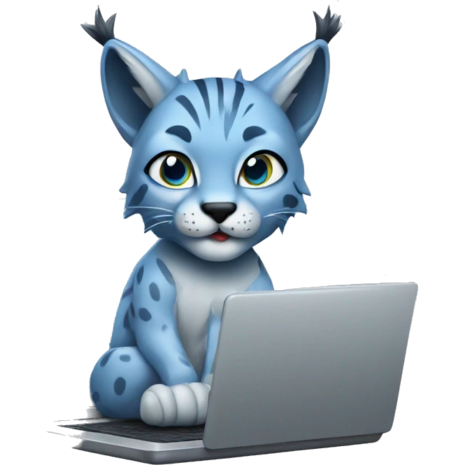 A blue lynx with a laptop emoji