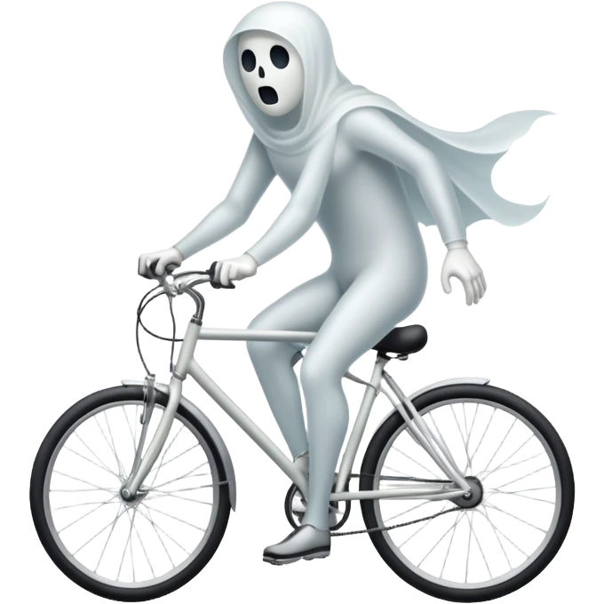 Ghost on bicycle, 3d pictogram, full body, male emoji