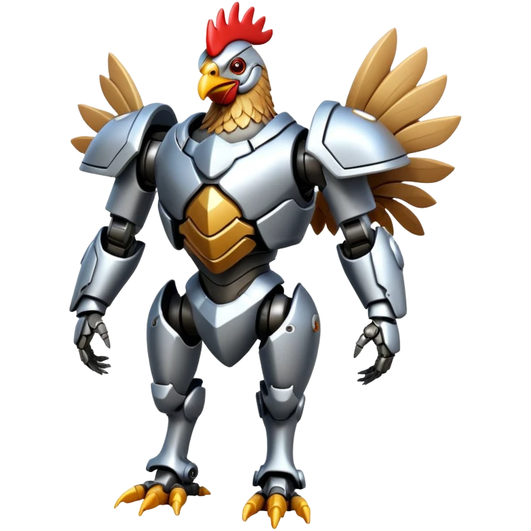 Mecha battle chicken humanoid creature but more human than chicken emoji