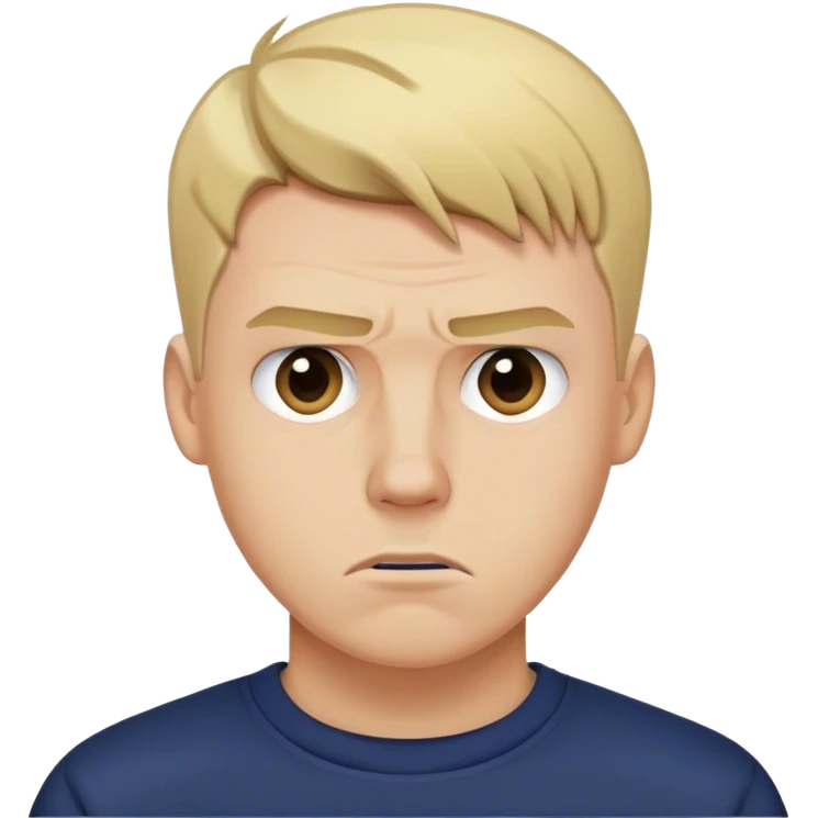 blonde guy with taper haircut wearing navy crewneck getting mad  emoji