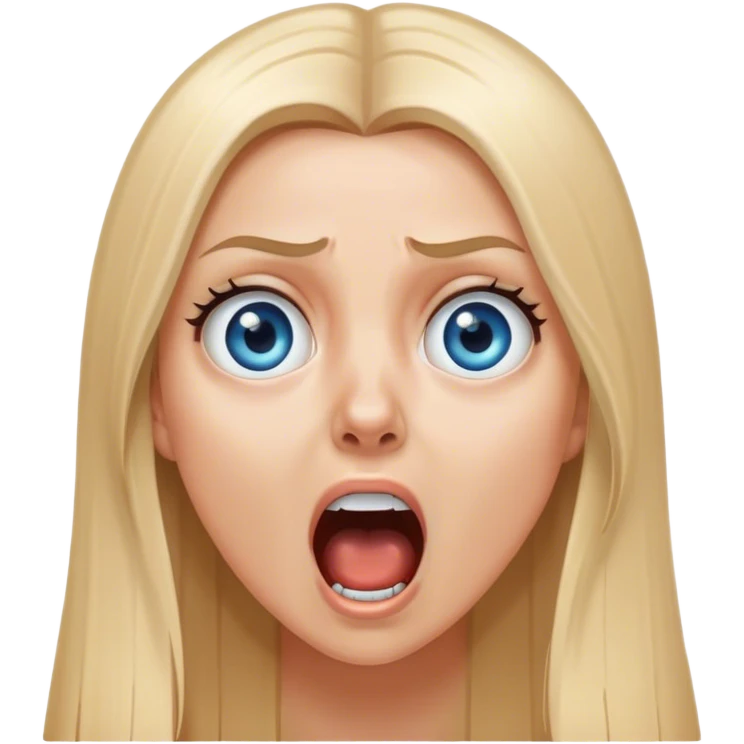 beautiful white girl with long straight blonde hair blue eyes screaming scared terrified  emoji