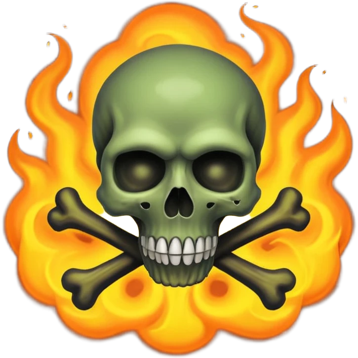 a poisonous cloud of gas, dark swamp color, with an image of a skull and two crossed bones behind the skull emoji