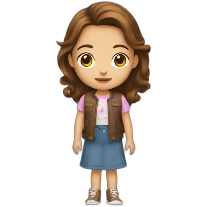 Little Girl  whit Brown hair ans a car un is right hand emoji