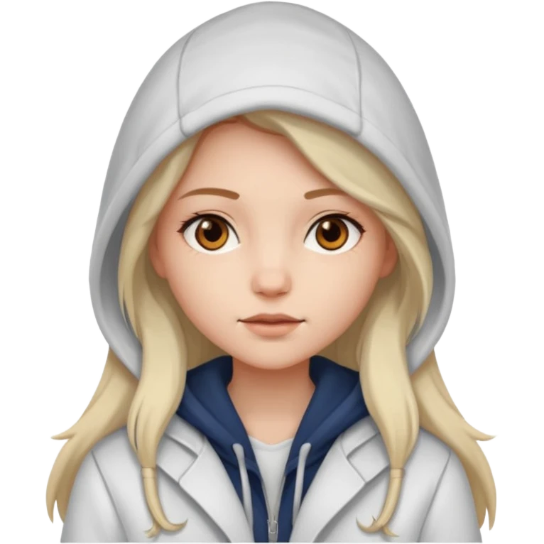 Girl, White Coat with Hoodie  emoji