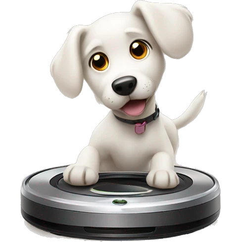 Dog spinning fast on roomba emoji