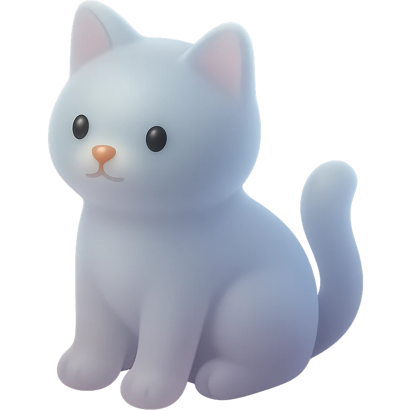 playful cat, minimalistic design, gentle color gradients, matte glass style emoji