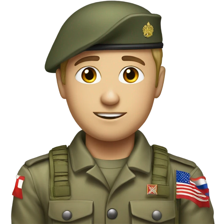super realistic white soldier with russian flag emoji