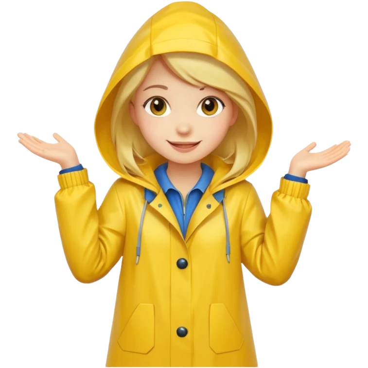 Girl in a yellow raincoat full body  emoji