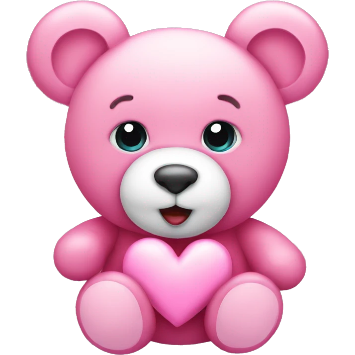pink teddy with a heart emoji
