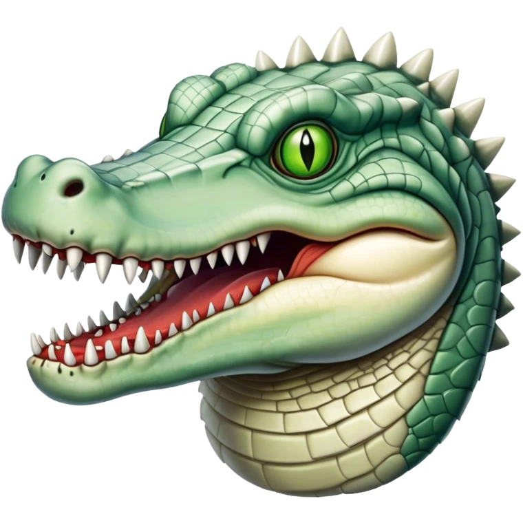 monstrous pale skinned decaying greenish white alligator, vicious, boss monster emoji