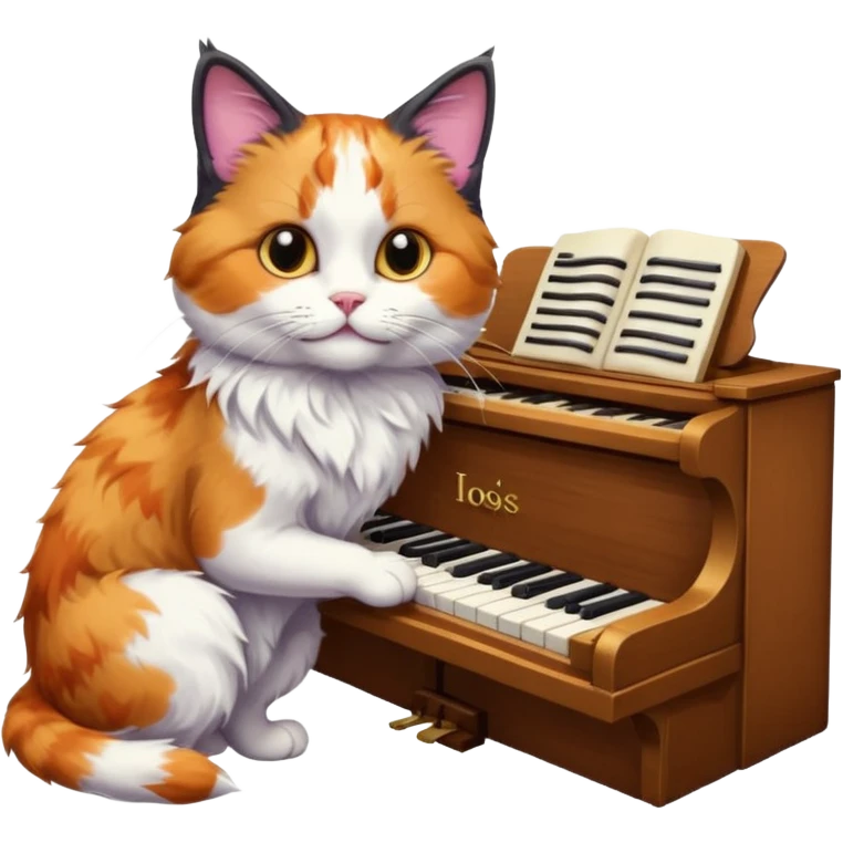 calico cat play piano, portrait emoji