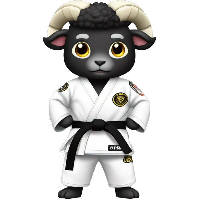 Ram wearing black Jiu-Jitsu gi whit white belt emoji