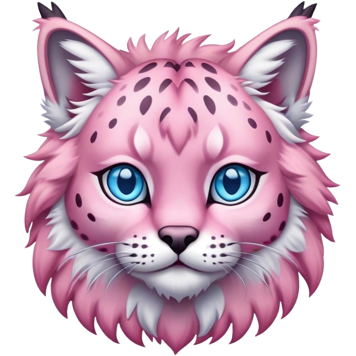A pink lynx with blue eyes, full body emoji