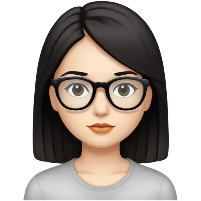 girl with dark straight hair and blackglasses emoji