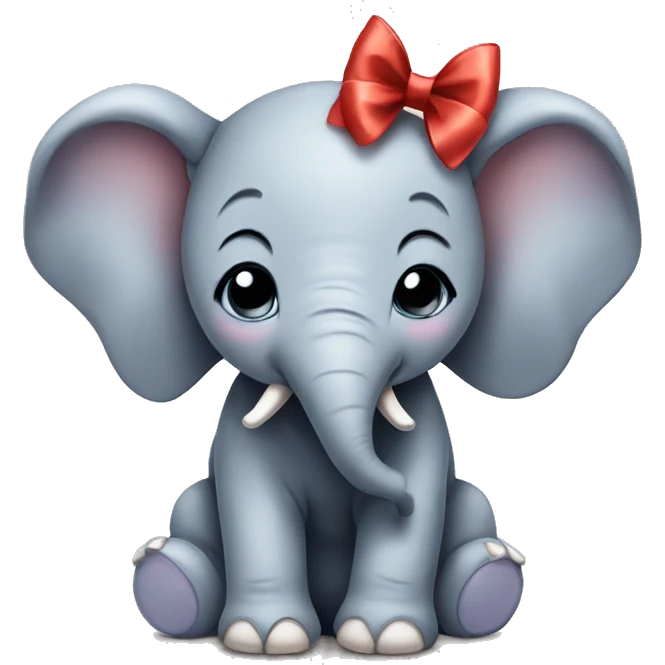 Cute baby elephant with a bow  emoji
