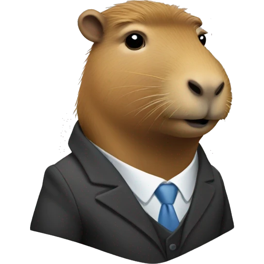 serious capybara at work, wearing a suit emoji