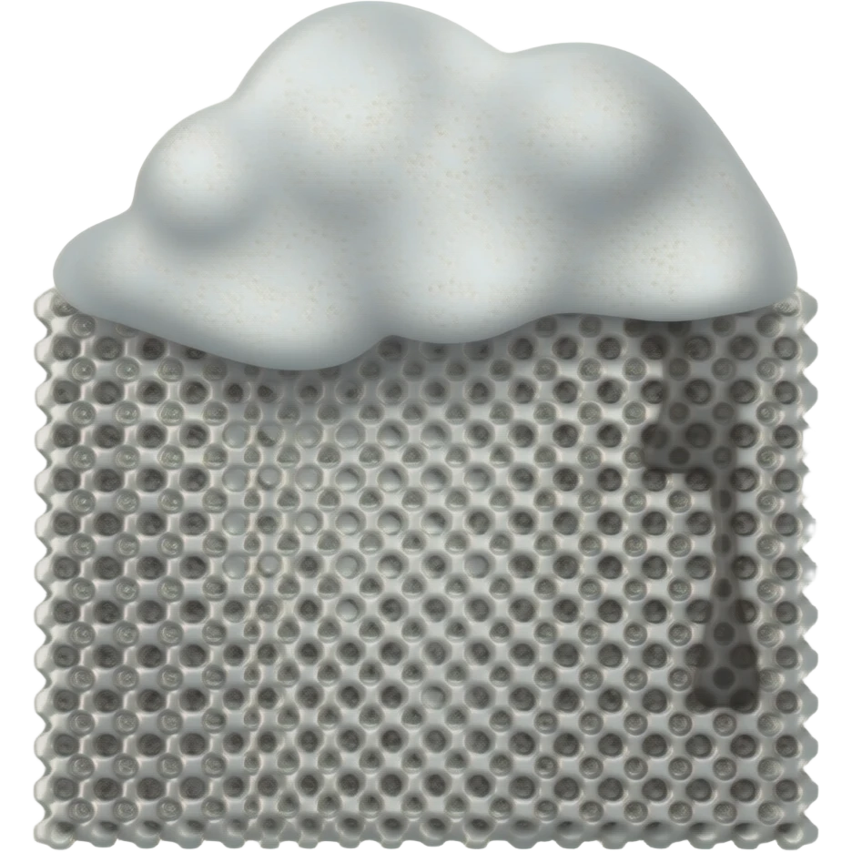 A grey mesh sponge icon with a sparkling effect, removing oil stains effortlessly, high quality 3D render. emoji