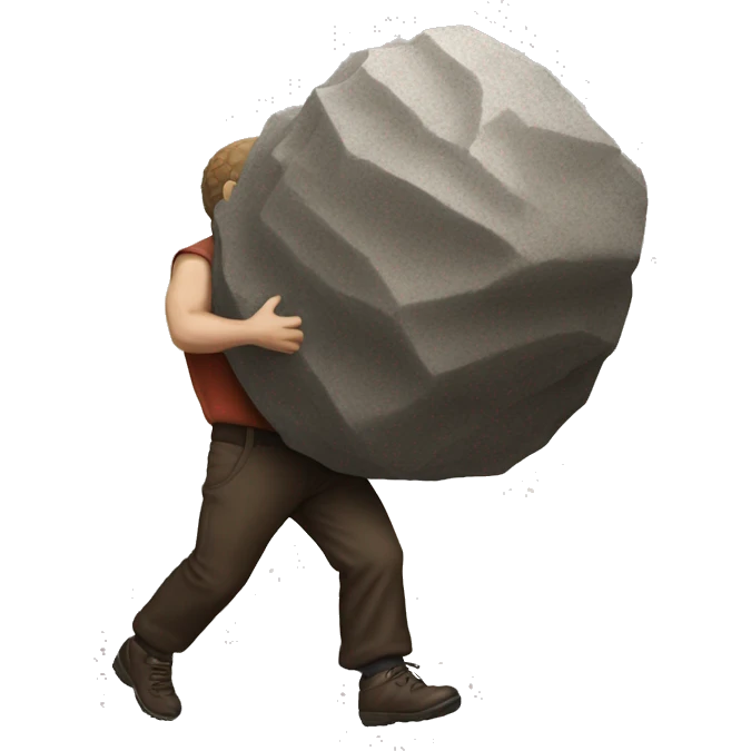 sisyphus carrying the rock up the hill emoji