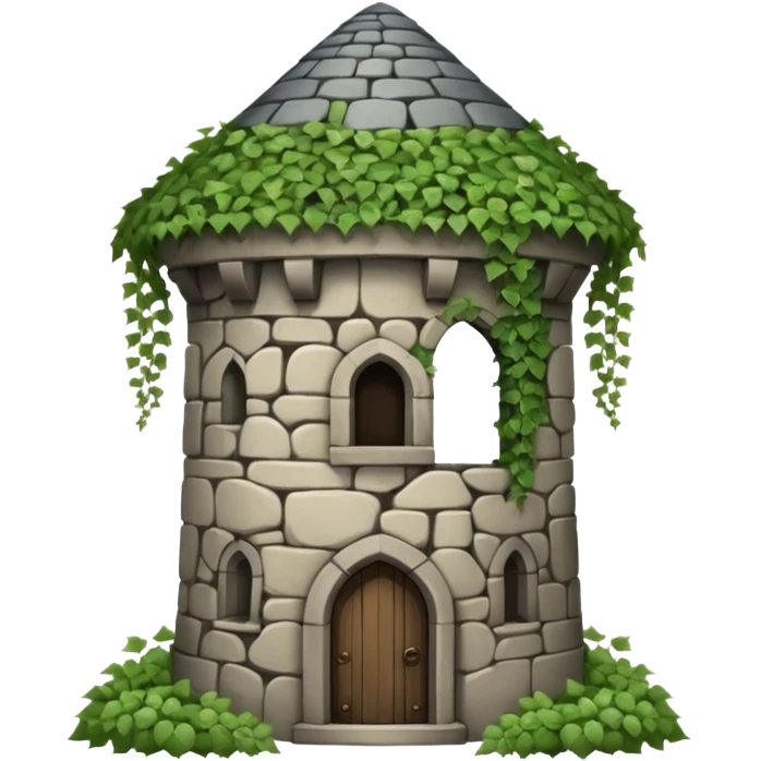 A medieval round tower covered in ivy vines. emoji