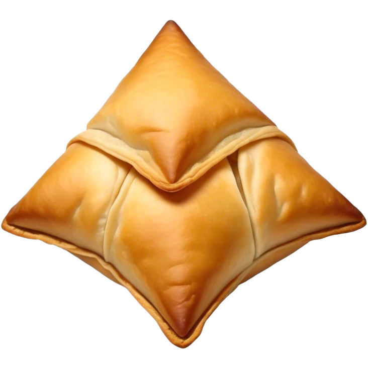 Samosa Cinematic Realistic Samosa Snack Emoji, depicted as a crispy, golden triangular pastry filled with spiced vegetables or meat, rendered with rich textures and vibrant, appetizing lighting. emoji
