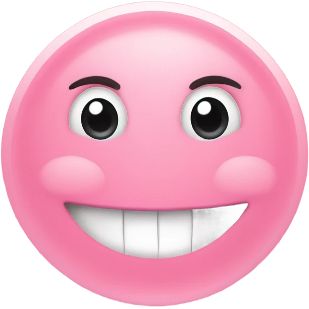 pink circle emoji, flushed cheeks, looking up with a cheeky, embarrassed expression and smile, long eyelashes emoji