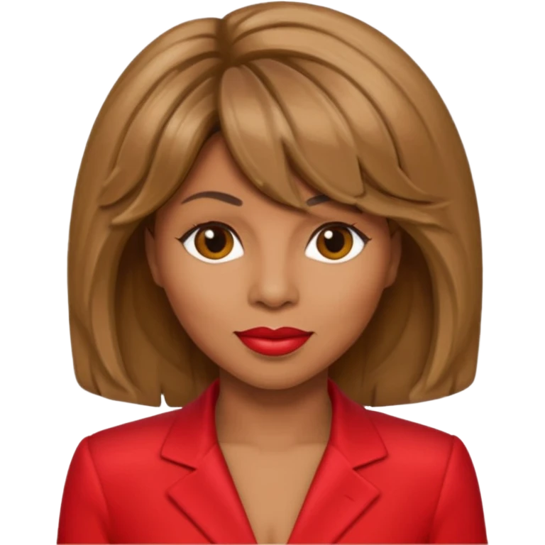 Tina Turner with long light brown hair, red outfit emoji
